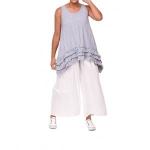 NEW TULIP CLOTHING lily top in peri white seersucker stripe